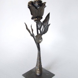 Iron Rose For Art & Collectibles Hand Forged Metal Sculpture Flower Wrought Object 6Th Anniversary Mother's Valentine's Day Gift - thumbnail 3