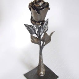 Iron Rose For Art & Collectibles Hand Forged Metal Sculpture Flower Wrought Object 6Th Anniversary Mother's Valentine's Day Gift - thumbnail 2