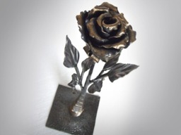 Iron Rose For Art & Collectibles Hand Forged Metal Sculpture Flower Wrought Object 6Th Anniversary Mother's Valentine's Day Gift - thumbnail 1
