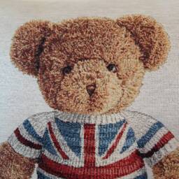 English Teddy Bear Jacquard Tapestry Cushion Cover 45x45 cm. Trendy Interior Decoration - Housewarming Birthday - thumbnail 2