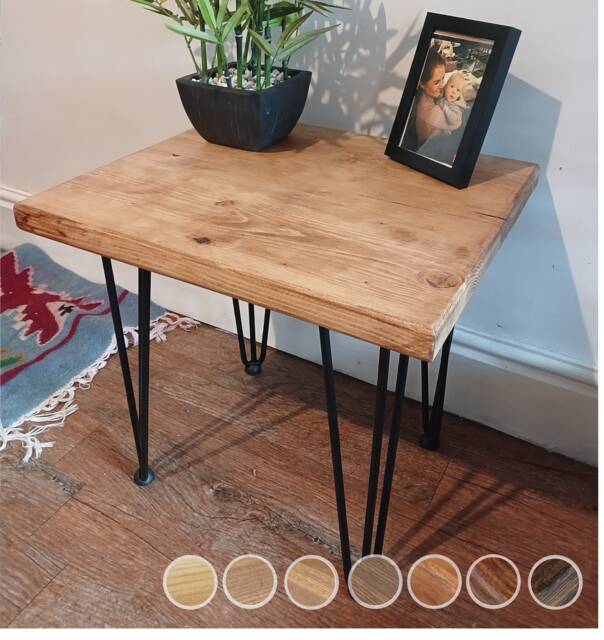 Rustic Side Table/ Any Size/ Bedside Table/Small Table/Wooden Coffee Table/Reclaimed Wood Table/Rustic Hairpin Legs - image 1