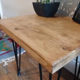 Rustic Side Table/ Any Size/ Bedside Table/Small Table/Wooden Coffee Table/Reclaimed Wood Table/Rustic Hairpin Legs - thumbnail 3