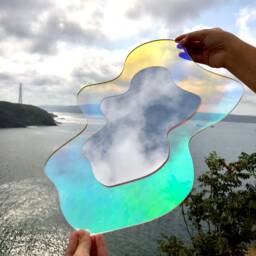 Holographic Wavy Mirror Modern Rainbow Acrylic Wall Art - thumbnail 1