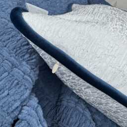 Embroidered Monogram Bolster Pillow, Personalized Initial Cushion - 12x20 Navy - Luxury White Gift - thumbnail 2
