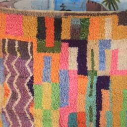 Colorful Moroccan Rug, Custom Fabulous Boujad Abstract Multicolored Carpet, Handmade Bohemian Rug - thumbnail 2