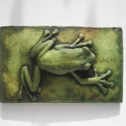 Tree Frog Wall Sculpture - Colorful Fine Art Tile, 4x6 - thumbnail 3