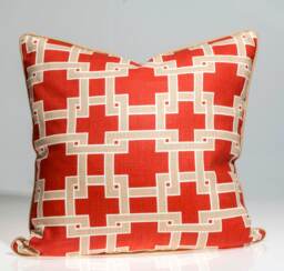 Coral Geometric Pillow Cover Thom Filicia Kravet Linen, 18x18 - thumbnail 1