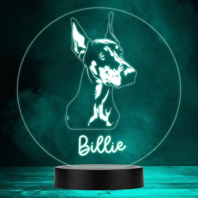 Dobermann Dog Pet Silhouette Multicolour Personalised Gift Led Lamp Night Light - Bedroom - image 1