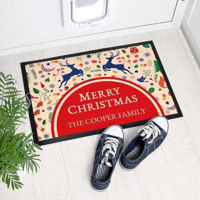 Personalised Woodland Reindeer Christmas Doormat - image 1