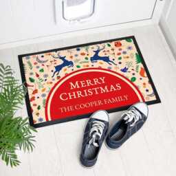 Personalised Woodland Reindeer Christmas Doormat