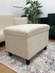 Handmade Cream Boucl?? Storage Ottoman Handmade in England