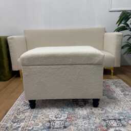 Handmade Cream Boucl?? Storage Ottoman Handmade in England - thumbnail 2