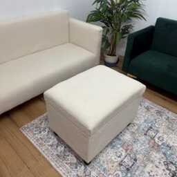 Handmade Cream Boucl?? Storage Ottoman Handmade in England - thumbnail 3
