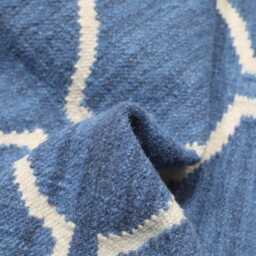Handmade Wool Kilim Rug Blue Geometric Boho Decor Kilim Rug, Flatweave Reversible Living Room Decor - thumbnail 3