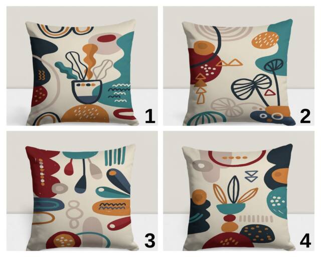 Minimalist Drawing Cushion Cover, Boho Abstract Pillow Case, Mid Century Modern Decor, Geometric Bedroom Accent, Living Room Decoration - image 1