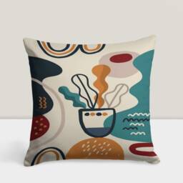 Minimalist Drawing Cushion Cover, Boho Abstract Pillow Case, Mid Century Modern Decor, Geometric Bedroom Accent, Living Room Decoration - thumbnail 2