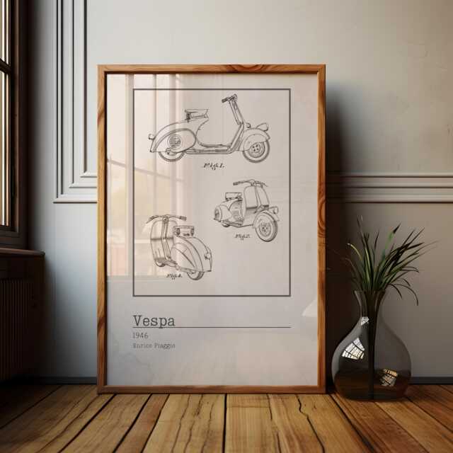 Vespa Scooter Patent Print Vintage Italian Motorcycle Art - image 1