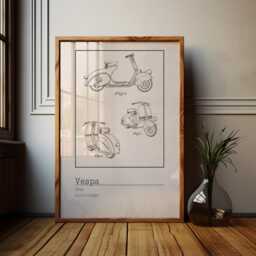 Vespa Scooter Patent Print Vintage Italian Motorcycle Art - thumbnail 1