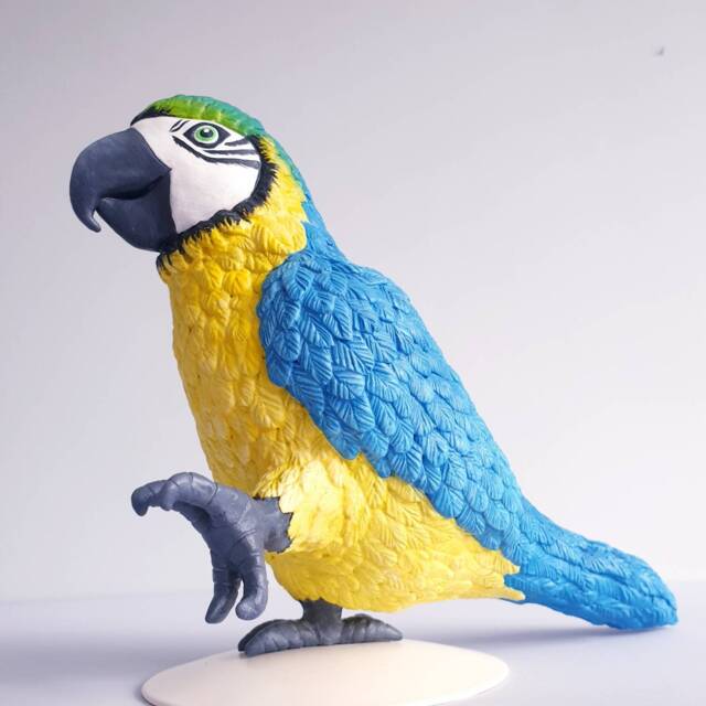 Parrot Sculpture in Polymer Clay. Hand-Painted Bird Figurine - image 1