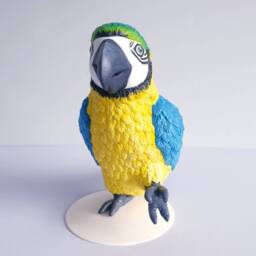 Parrot Sculpture in Polymer Clay. Hand-Painted Bird Figurine - thumbnail 4