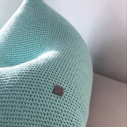 Hand-Knitted Cotton Bean Bag Chair Adult Lounger, Scandinavian Style - thumbnail 3