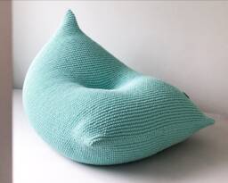 Hand-Knitted Cotton Bean Bag Chair Adult Lounger, Scandinavian Style