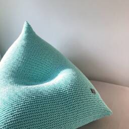 Hand-Knitted Cotton Bean Bag Chair Adult Lounger, Scandinavian Style - thumbnail 2