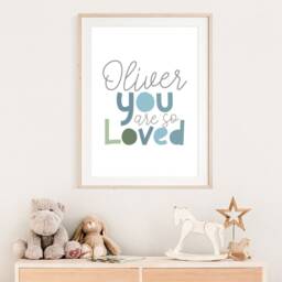 You Are Loved Print, Boys Nursery Personalised Name Wall Art, Bedroom Decor, Quotes - thumbnail 3