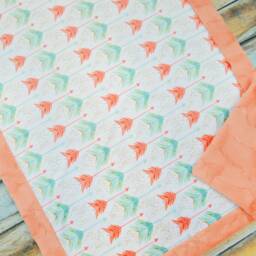 Arrow Baby Blanket - Arrows Minky Coral Teal Tribal Nursery Boho