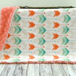Arrow Baby Blanket - Arrows Minky Coral Teal Tribal Nursery Boho - thumbnail 2