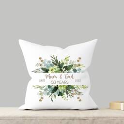 Personalised 50Th Anniversary Cushion, 50 Year Wedding Gift, Golden Ruby Keepsake - thumbnail 3