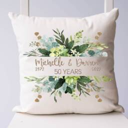 Personalised 50Th Anniversary Cushion, 50 Year Wedding Gift, Golden Ruby Keepsake - thumbnail 2