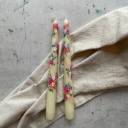 Hand Painted Floral Bouquet Candles - Decorative Homeware Gift Spring Table Centerpiece Artisan Candle UK - thumbnail 3
