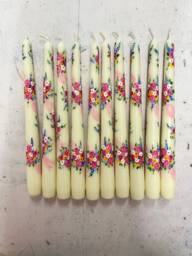 Hand Painted Floral Bouquet Candles - Decorative Homeware Gift Spring Table Centerpiece Artisan Candle UK - thumbnail 1