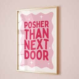 Posher Than Next Door, Unframed Card Art Print, Funky Pink Wall Decor - thumbnail 1