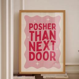 Posher Than Next Door, Unframed Card Art Print, Funky Pink Wall Decor - thumbnail 2