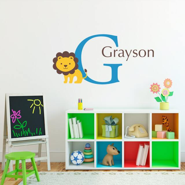 Lion Wall Decal Set - Personalized Kids Decor Safari Bedroom - image 1