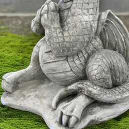 Sitting Dragon Sculpture Concrete Fantasy Figurine Stone Mythical Creature Decor Art Handmade Animal Statue Outdoor Ornament - thumbnail 4
