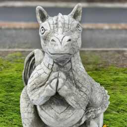 Sitting Dragon Sculpture Concrete Fantasy Figurine Stone Mythical Creature Decor Art Handmade Animal Statue Outdoor Ornament - thumbnail 2