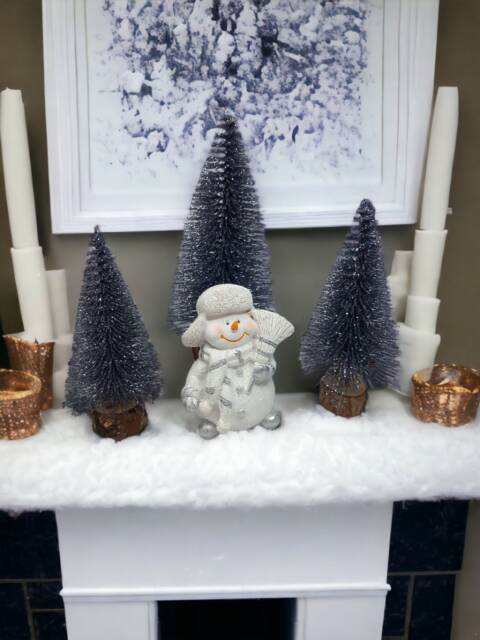 Sparkly Dark Silver Mini Christmas Tree Holiday Decor - 3.93/5.9 Inch - image 1