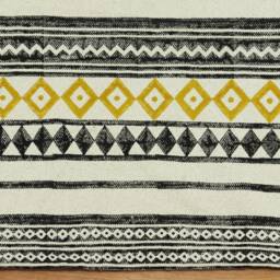 Handmade Block Printed Cotton Rug, Yellow Kilim Runner - thumbnail 4