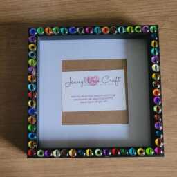 Colourful Glass Cat/Dragons Eye Square Photo Frame 6 X Inches - thumbnail 2