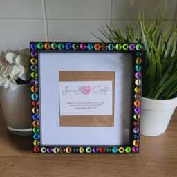 Colourful Glass Cat/Dragons Eye Square Photo Frame 6 X Inches - thumbnail 4