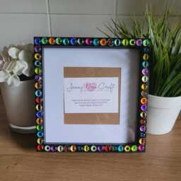 Colourful Glass Cat/Dragons Eye Square Photo Frame 6 X Inches - thumbnail 3