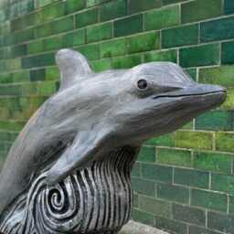 Concrete Dolphin Statue Garden Sea Animal Figure Stone Sculpture Outdoor Ornament Cement Decor Dolphin Lover Gift - thumbnail 3