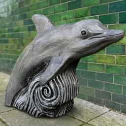 Concrete Dolphin Statue Garden Sea Animal Figure Stone Sculpture Outdoor Ornament Cement Decor Dolphin Lover Gift - thumbnail 4