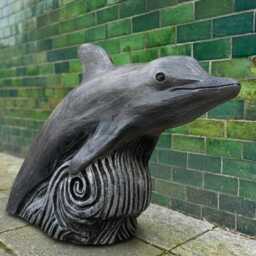 Concrete Dolphin Statue Garden Sea Animal Figure Stone Sculpture Outdoor Ornament Cement Decor Dolphin Lover Gift - thumbnail 1