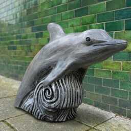 Concrete Dolphin Statue Garden Sea Animal Figure Stone Sculpture Outdoor Ornament Cement Decor Dolphin Lover Gift - thumbnail 2