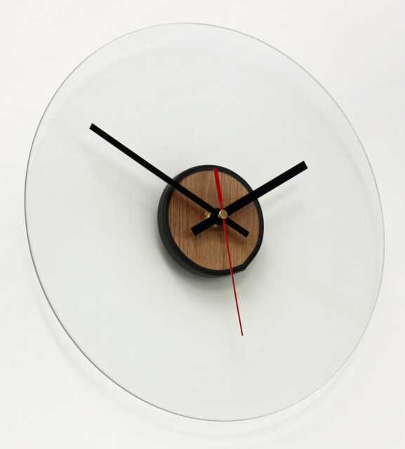 Glass Wall Clock - New 28cm Handmade Wooden Modern Unique Gift Off The Clocks - image 1