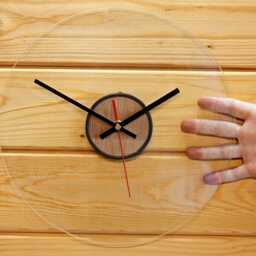 Glass Wall Clock - New 28cm Handmade Wooden Modern Unique Gift Off The Clocks - thumbnail 2